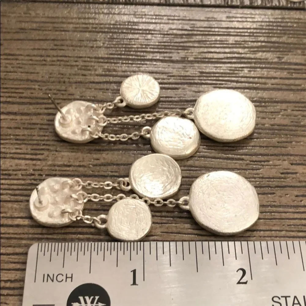 NWT Noelle Silvertone Discs with Rhinestones